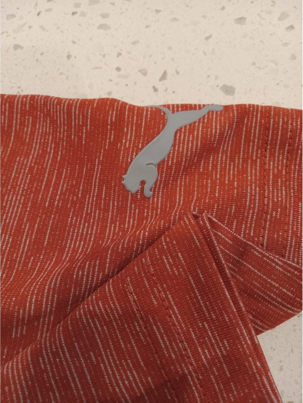 Puma Golf Shirt Mens Large Orange Red Heather Icon Performance Polo Big D L